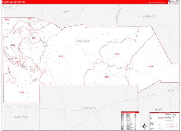 San Miguel County, NM Zip Code Map